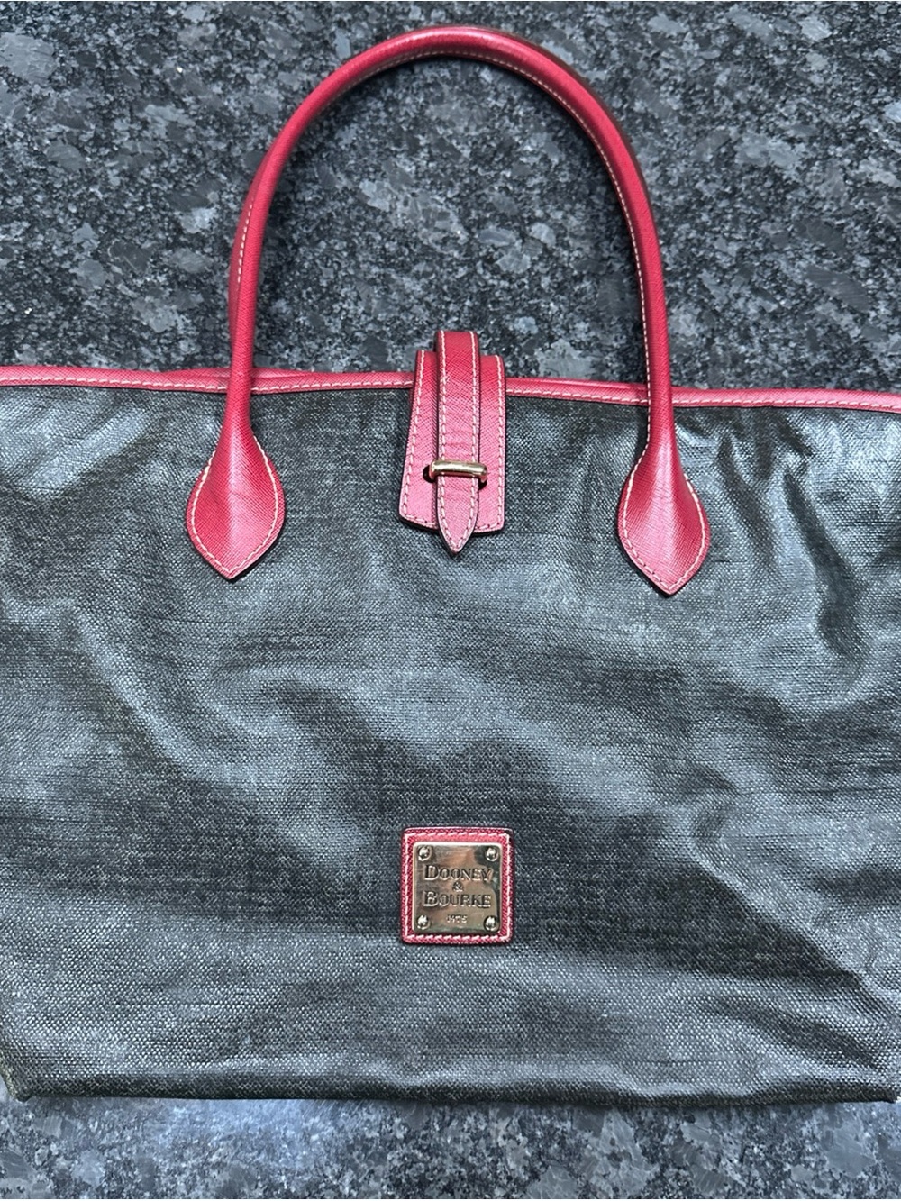 Dooney & Bourke Black Tote with Red Leather Trim